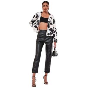 Missguided Faux Leather Turn Up Hem Cigarette Black Pants Size 12 NEW